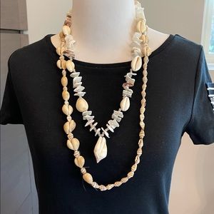 Puka shell beach shell necklaces set of 2